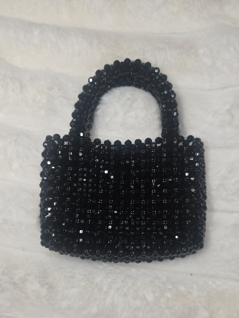 Black Beaded Handbag - Classic Evening Tote - Picture 5 of 5
